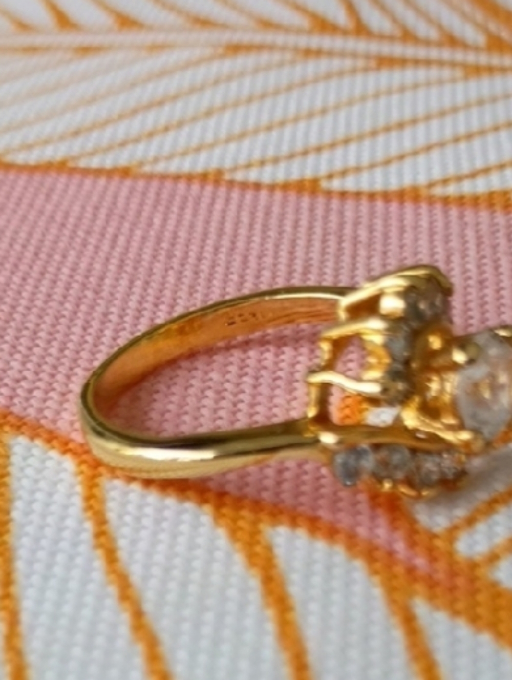 18k GP Gold Dinner Ring Multi CZ Rhinestone Setting Engagement Wedding Size 5 - Picture 7 of 7